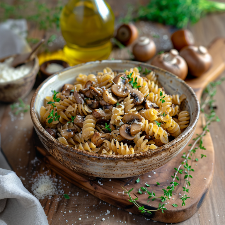 Mehrkorn-Fusilli mit Steinpilzen und Maronen