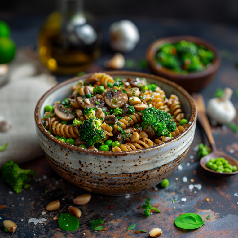 Buchweizen-Fusilli mit Brokkoli und Cardoncelli Pilzen